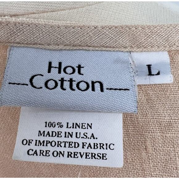NWT Hot Cotton Tunic Top 100% Linen Button Up Shirt Lagenlook Size Large - Picture 7 of 9